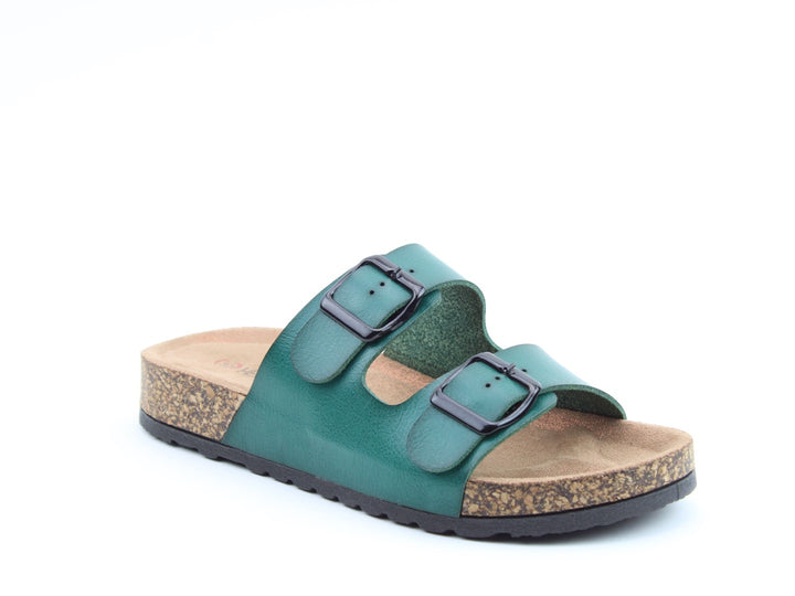 Heavenly Feet Jess Fuchsia Womens Casual Comfort Slip On Slider Twin Buckle Fastening Sandals main image 1